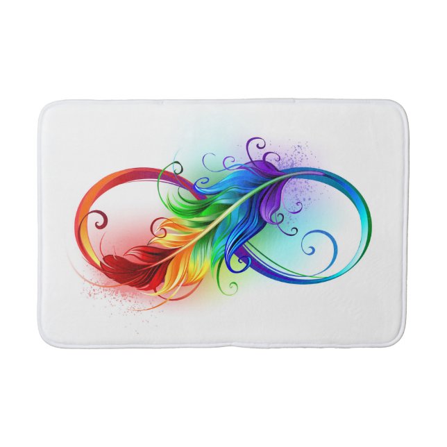 Infinity Symbol with Rainbow Feather Bath Mat (Front)