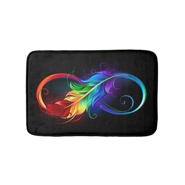 Infinity Symbol with Rainbow Feather Bath Mat (Front)