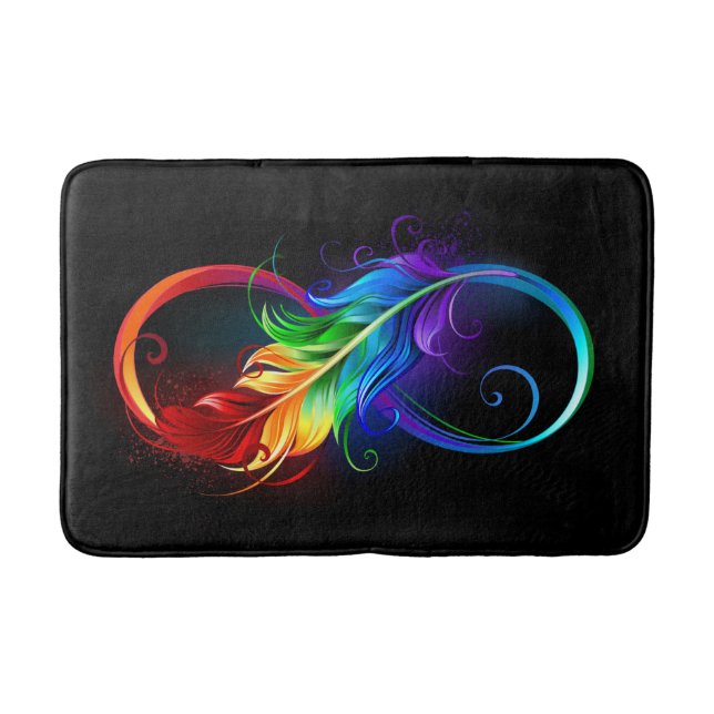 Infinity Symbol with Rainbow Feather Bath Mat (Front)