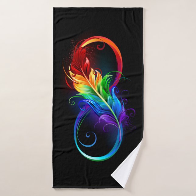 Infinity Symbol with Rainbow Feather Bath Towel (Bath Towel)