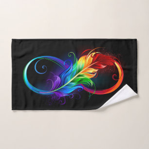 Infinity Symbol with Rainbow Feather Bath Towel Set
