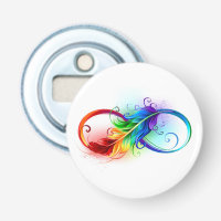 Infinity Symbol with Rainbow Feather