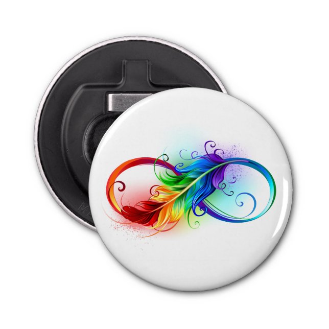 Infinity Symbol with Rainbow Feather Bottle Opener (Front)