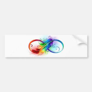 Infinity Symbol with Rainbow Feather Bumper Sticker