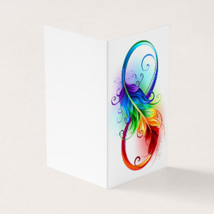 Infinity Symbol with Rainbow Feather Business Card