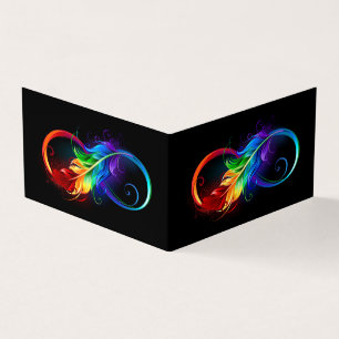 Infinity Symbol with Rainbow Feather Business Card