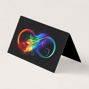 Infinity Symbol with Rainbow Feather Business Card