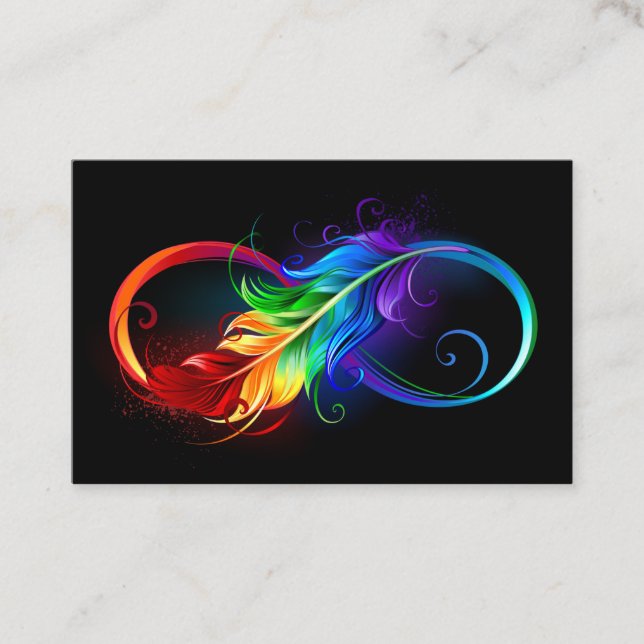 Infinity Symbol with Rainbow Feather Business Card (Front)