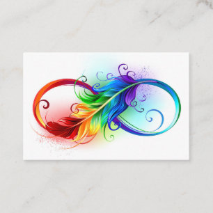 Infinity Symbol with Rainbow Feather Business Card