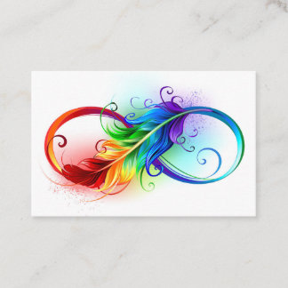Infinity Symbol with Rainbow Feather Business Card