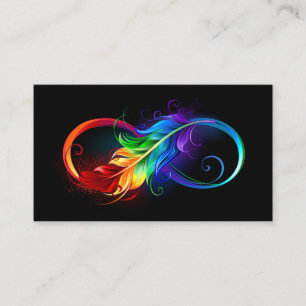 Infinity Symbol with Rainbow Feather Calling Card