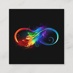 Infinity Symbol with Rainbow Feather Calling Card