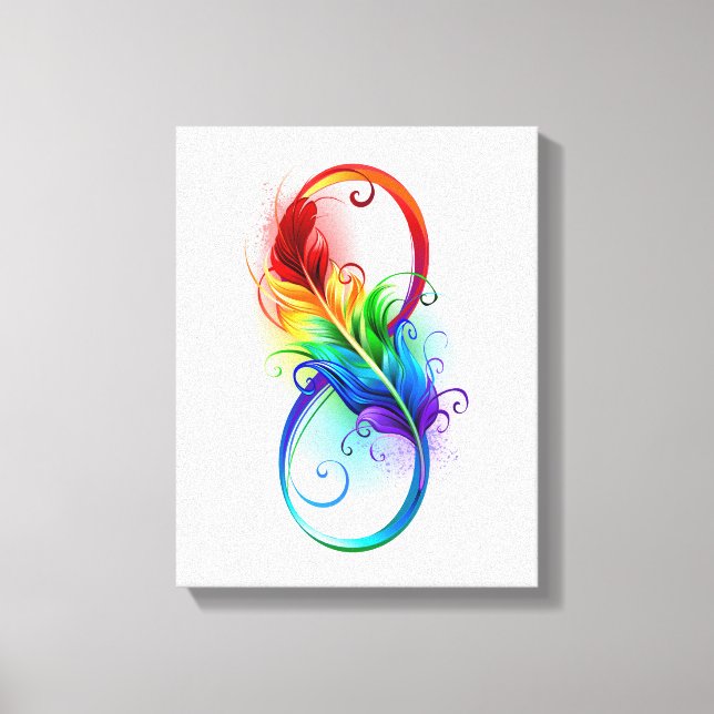 Infinity Symbol with Rainbow Feather Canvas Print (Front)