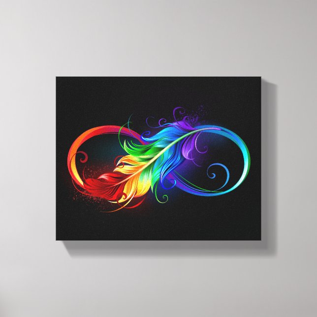 Infinity Symbol with Rainbow Feather Canvas Print (Front)