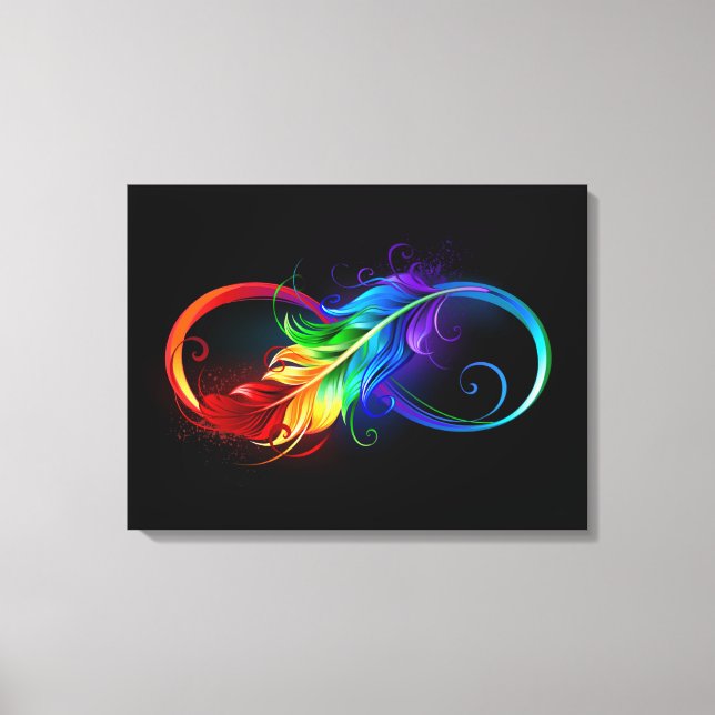 Infinity Symbol with Rainbow Feather Canvas Print (Front)