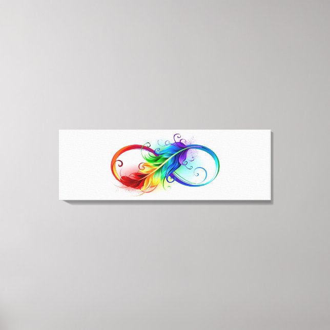 Infinity Symbol with Rainbow Feather Canvas Print (Front)