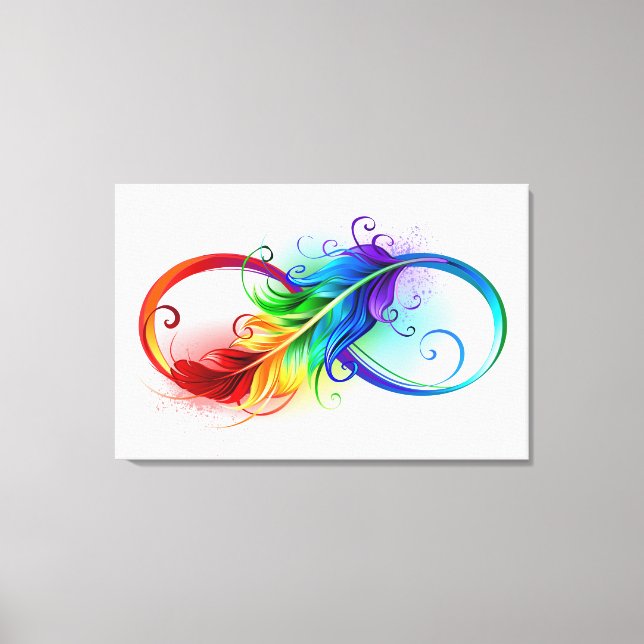 Infinity Symbol with Rainbow Feather Canvas Print (Front)