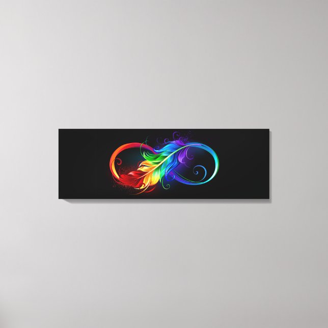 Infinity Symbol with Rainbow Feather Canvas Print (Front)