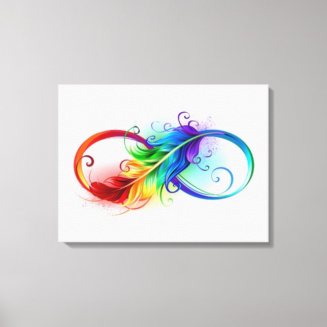 Infinity Symbol with Rainbow Feather Canvas Print (Front)