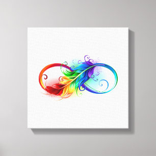 Infinity Symbol with Rainbow Feather Canvas Print