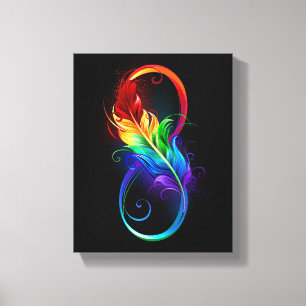 Infinity Symbol with Rainbow Feather Canvas Print