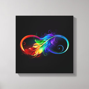 Infinity Symbol with Rainbow Feather Canvas Print