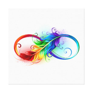 Infinity Symbol with Rainbow Feather Canvas Print