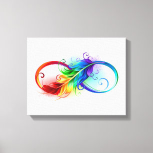 Infinity Symbol with Rainbow Feather Canvas Print