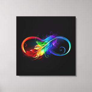 Infinity Symbol with Rainbow Feather Canvas Print