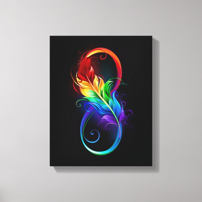 Infinity Symbol with Rainbow Feather Canvas Print (Front)