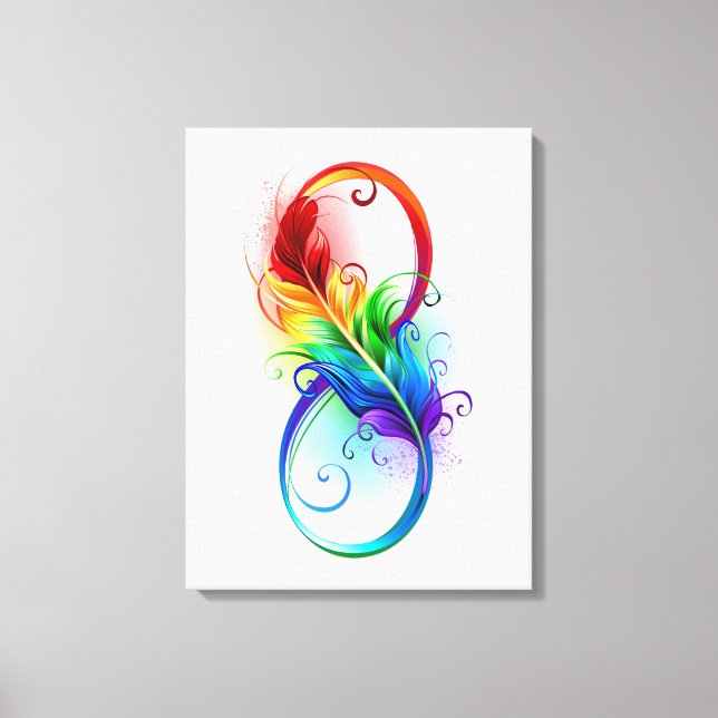Infinity Symbol with Rainbow Feather Canvas Print (Front)