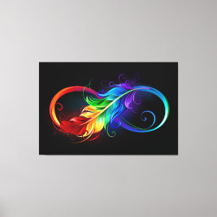 Infinity Symbol with Rainbow Feather Canvas Print