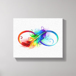 Infinity Symbol with Rainbow Feather Canvas Print