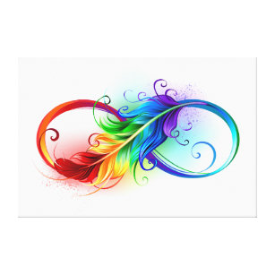 Infinity Symbol with Rainbow Feather Canvas Print