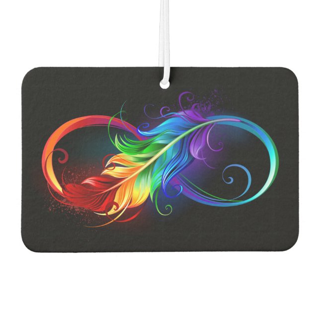 Infinity Symbol with Rainbow Feather Car Air Freshener (Front)