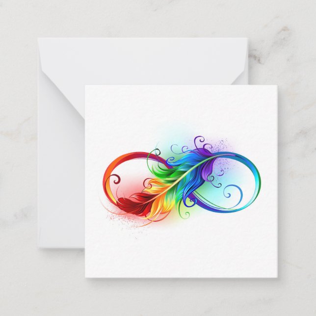 Infinity Symbol with Rainbow Feather Card (Front)