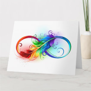Infinity Symbol with Rainbow Feather Card