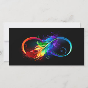 Infinity Symbol with Rainbow Feather Card