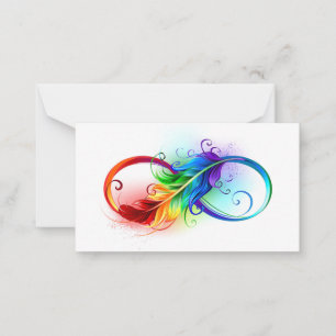 Infinity Symbol with Rainbow Feather Card