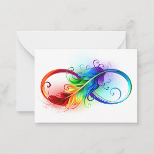 Infinity Symbol with Rainbow Feather Card