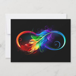 Infinity Symbol with Rainbow Feather Card