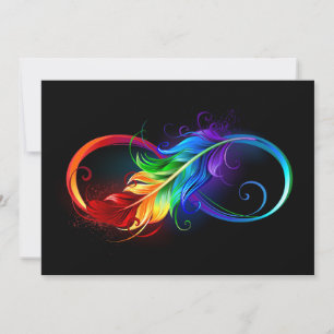 Infinity Symbol with Rainbow Feather Card