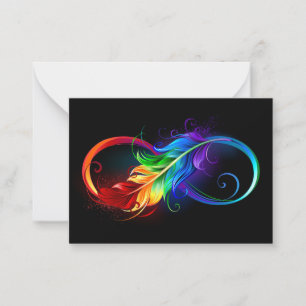 Infinity Symbol with Rainbow Feather Card