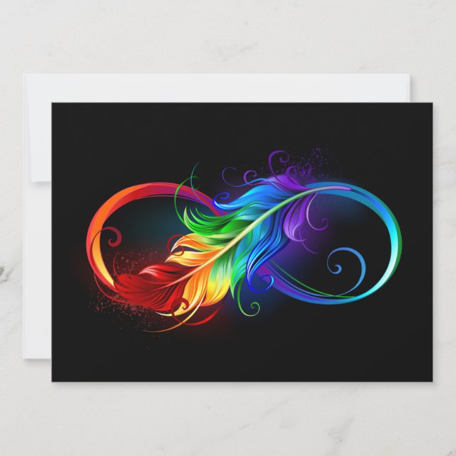 Infinity Symbol with Rainbow Feather Card (Front)