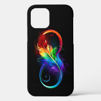 Infinity Symbol with Rainbow Feather