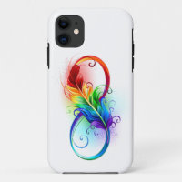 Infinity Symbol with Rainbow Feather