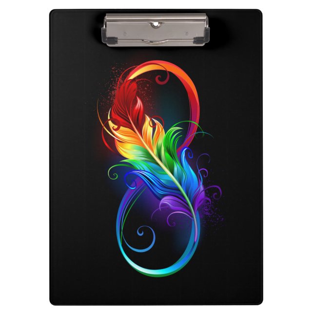 Infinity Symbol with Rainbow Feather Clipboard (Front)
