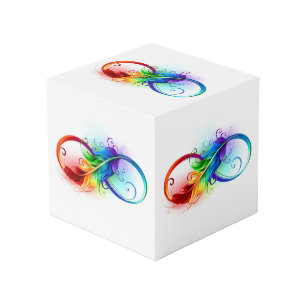 Infinity Symbol with Rainbow Feather Cube