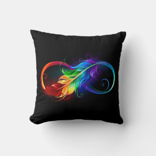 Infinity Symbol with Rainbow Feather Cushion