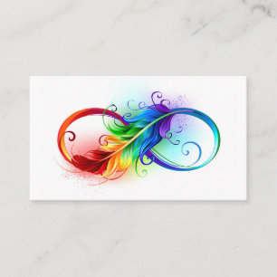 Infinity Symbol with Rainbow Feather Discount Card
